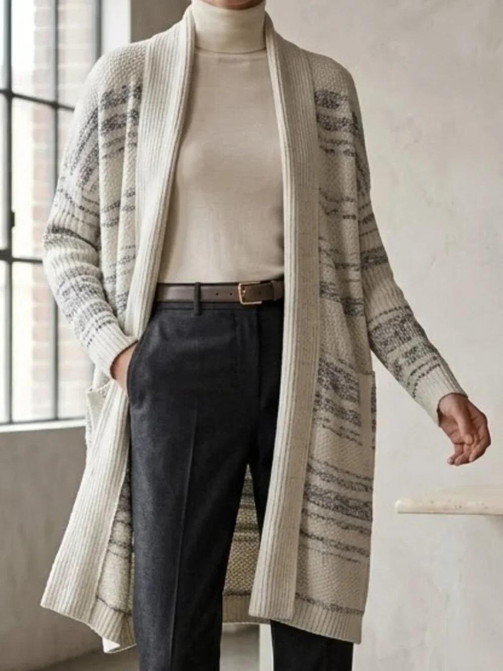 J. Jill PureJill Cotton Blend Marled Knit Open Longline Cardigan Size Sp